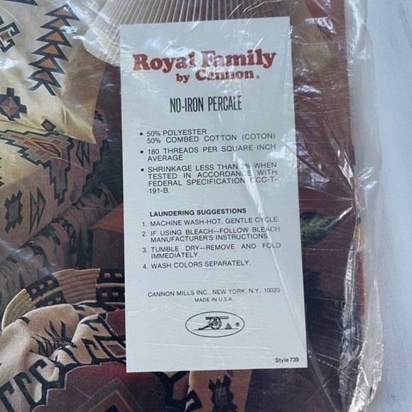 Vtg Cannon Royal Family Arrowood‎ Southwest TWIN FLAT Sheet ONLY Style 739 - Picture 6 of 7